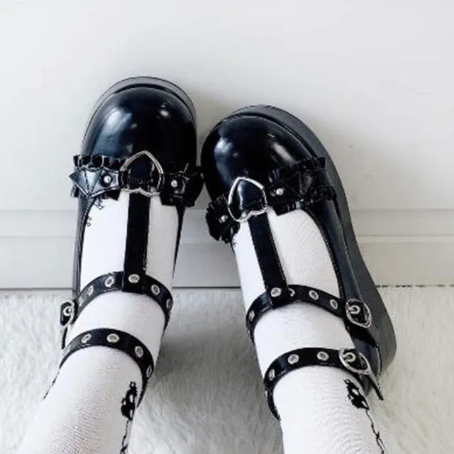 2021 Brand Girls Platform Wedges Angel Bat Marry Janes Pumps Buckle Women's Pumps New INS Cosplay Lolita Japanese Shoes Woman