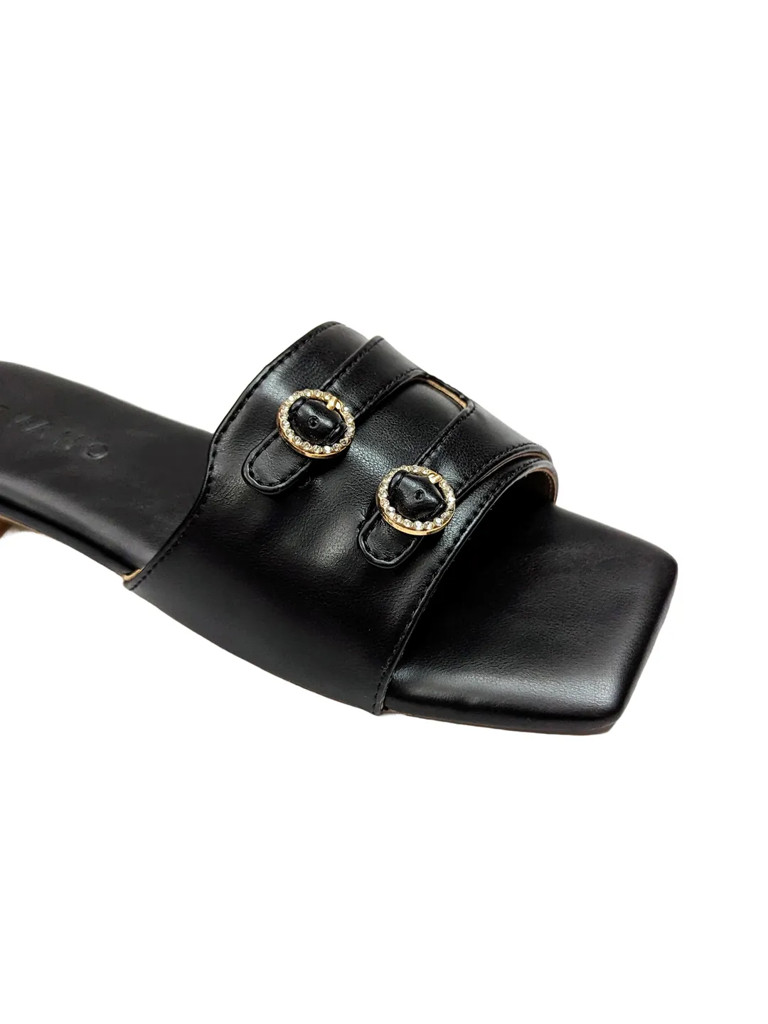 Aria Double Buckle Flats Midnight Black