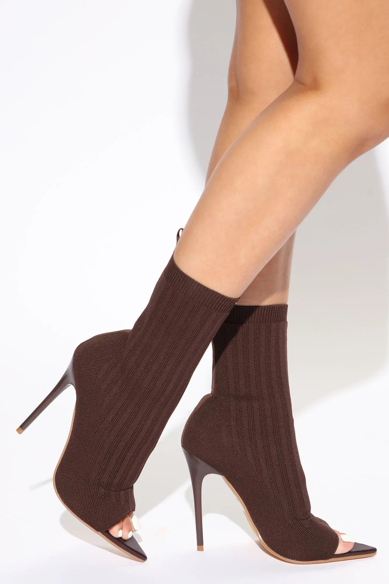 Avery Knit Booties - Chocolate