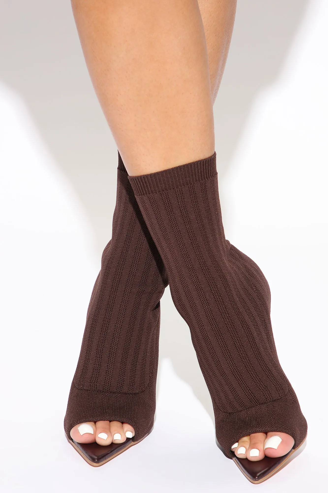 Avery Knit Booties - Chocolate