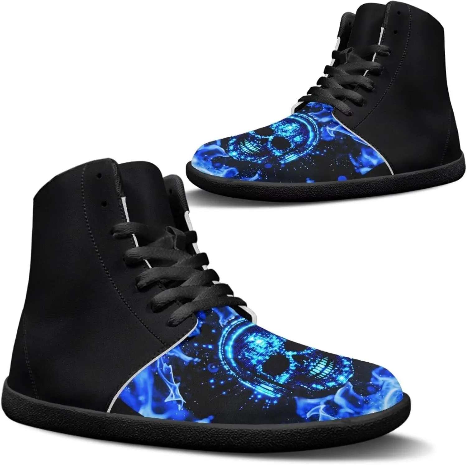 Barefoot Shoes for Men Comfortable Zero Drop Tennis Running Hiking Workout Shoes Wide Toe Box Anti-Skid Waterproof Sneakers for Teen Boys Black US 5-14