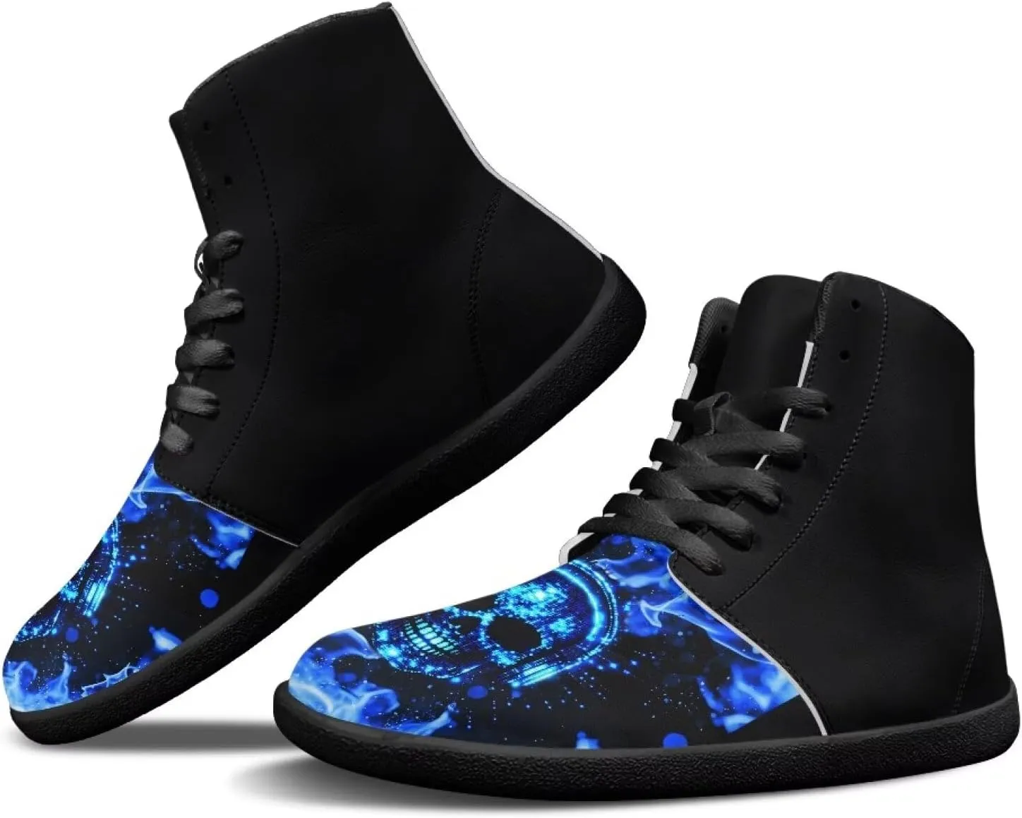 Barefoot Shoes for Men Comfortable Zero Drop Tennis Running Hiking Workout Shoes Wide Toe Box Anti-Skid Waterproof Sneakers for Teen Boys Black US 5-14