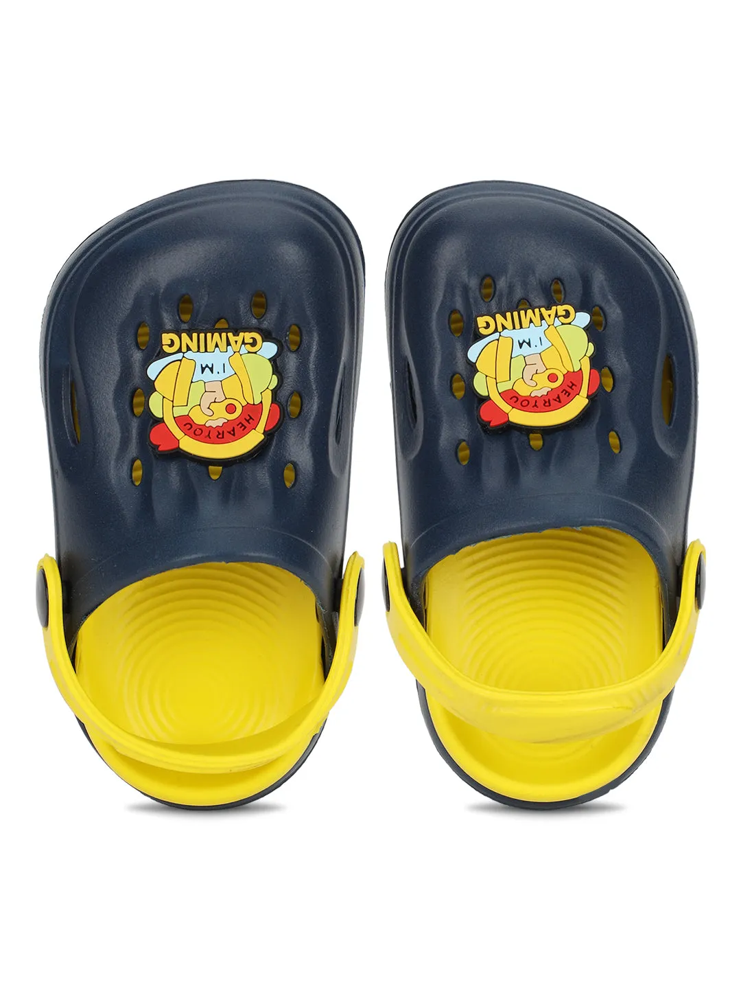 Blue Yellow Stylish Slip-On Clogs For Kids-Unisex (TC-LCLOG2-BLUYEL)