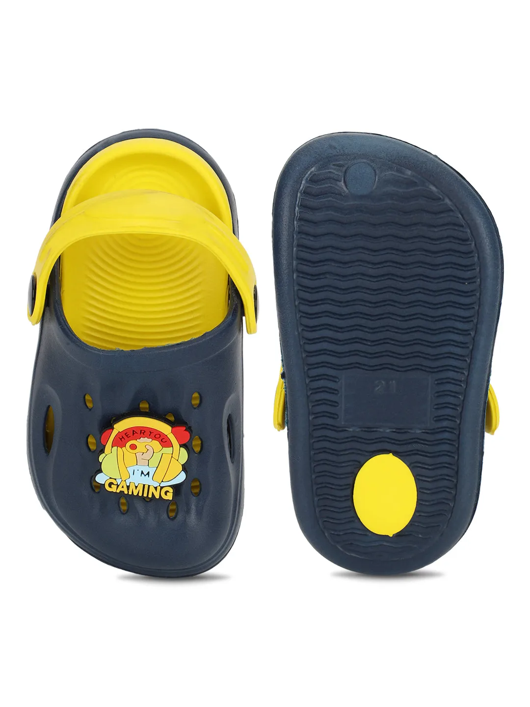 Blue Yellow Stylish Slip-On Clogs For Kids-Unisex (TC-LCLOG2-BLUYEL)