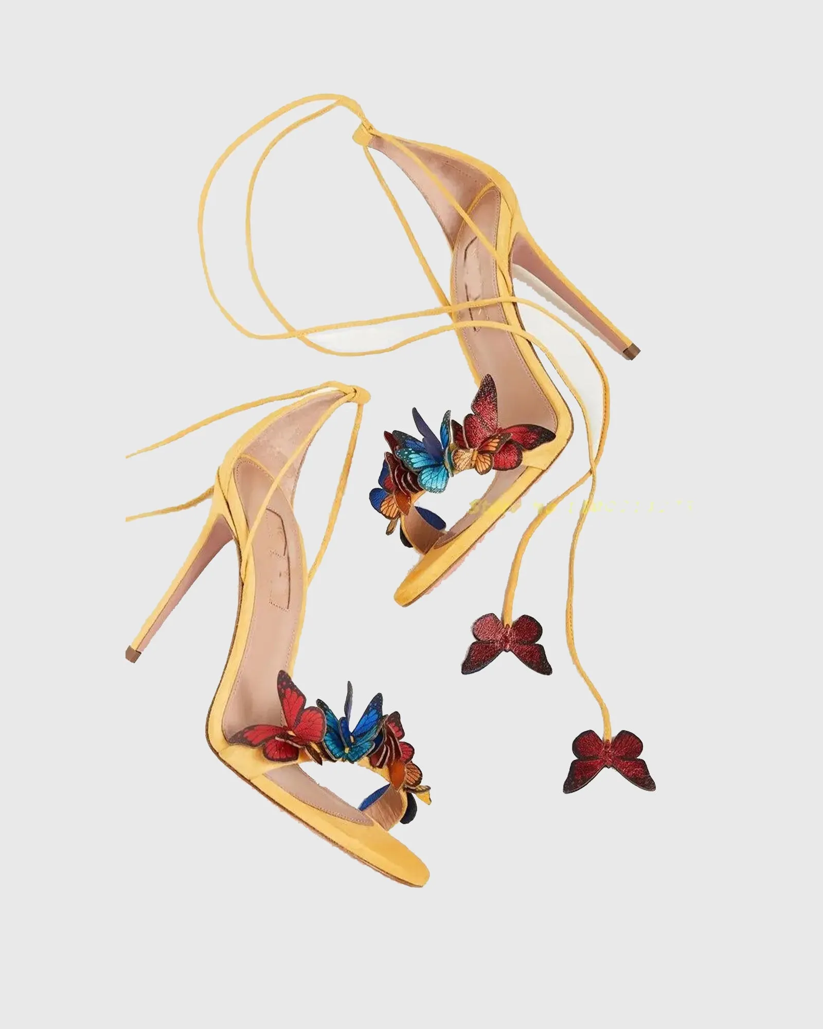 Carla Butterfly Embellished Sandals In Yellow