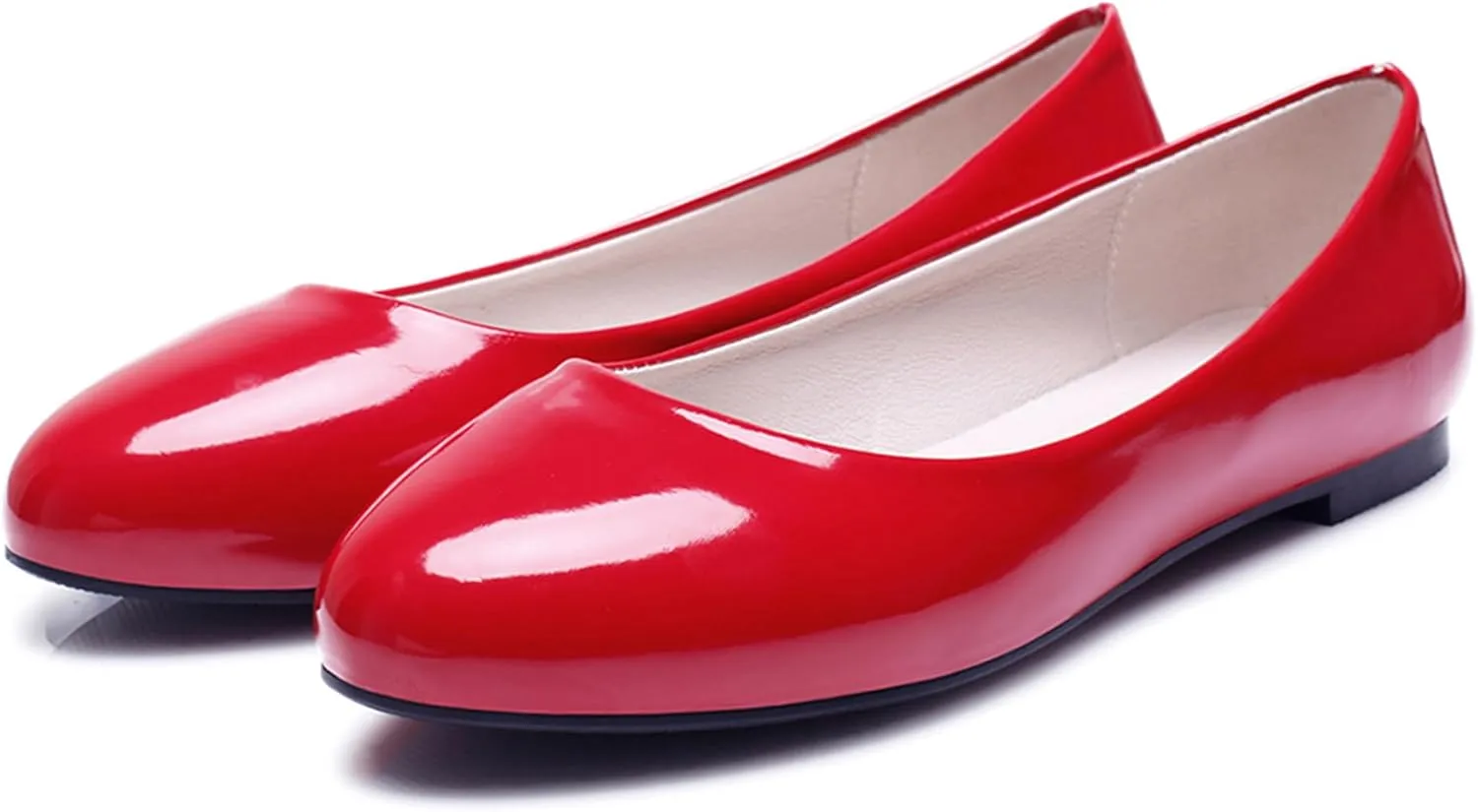 Casual Patent Flats Round Toe Slip On Women Shoes