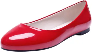 Casual Patent Flats Round Toe Slip On Women Shoes