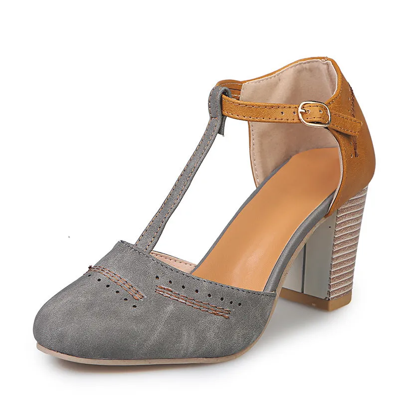 Casual Stitching Color High Heel Sandals