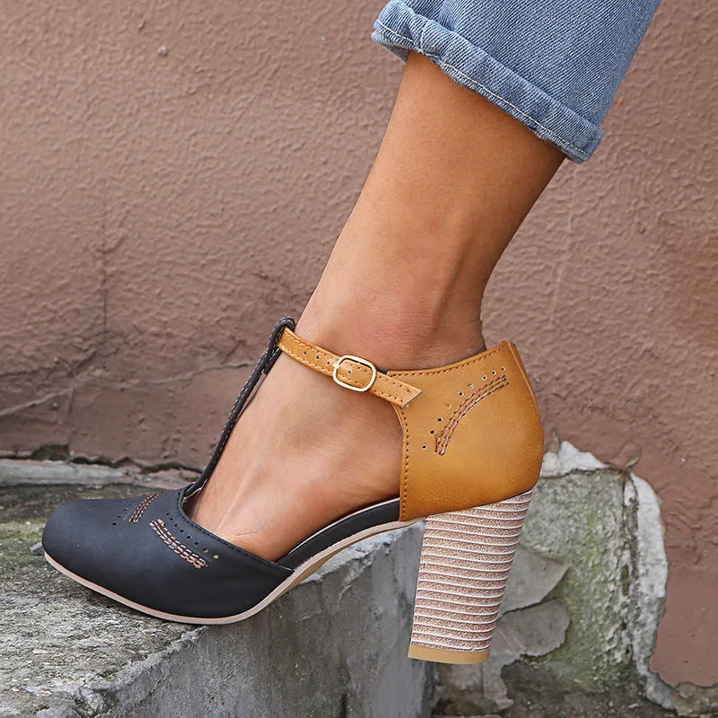 Casual Stitching Color High Heel Sandals