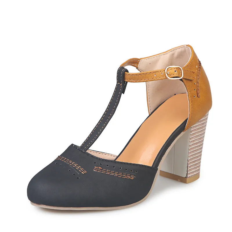 Casual Stitching Color High Heel Sandals