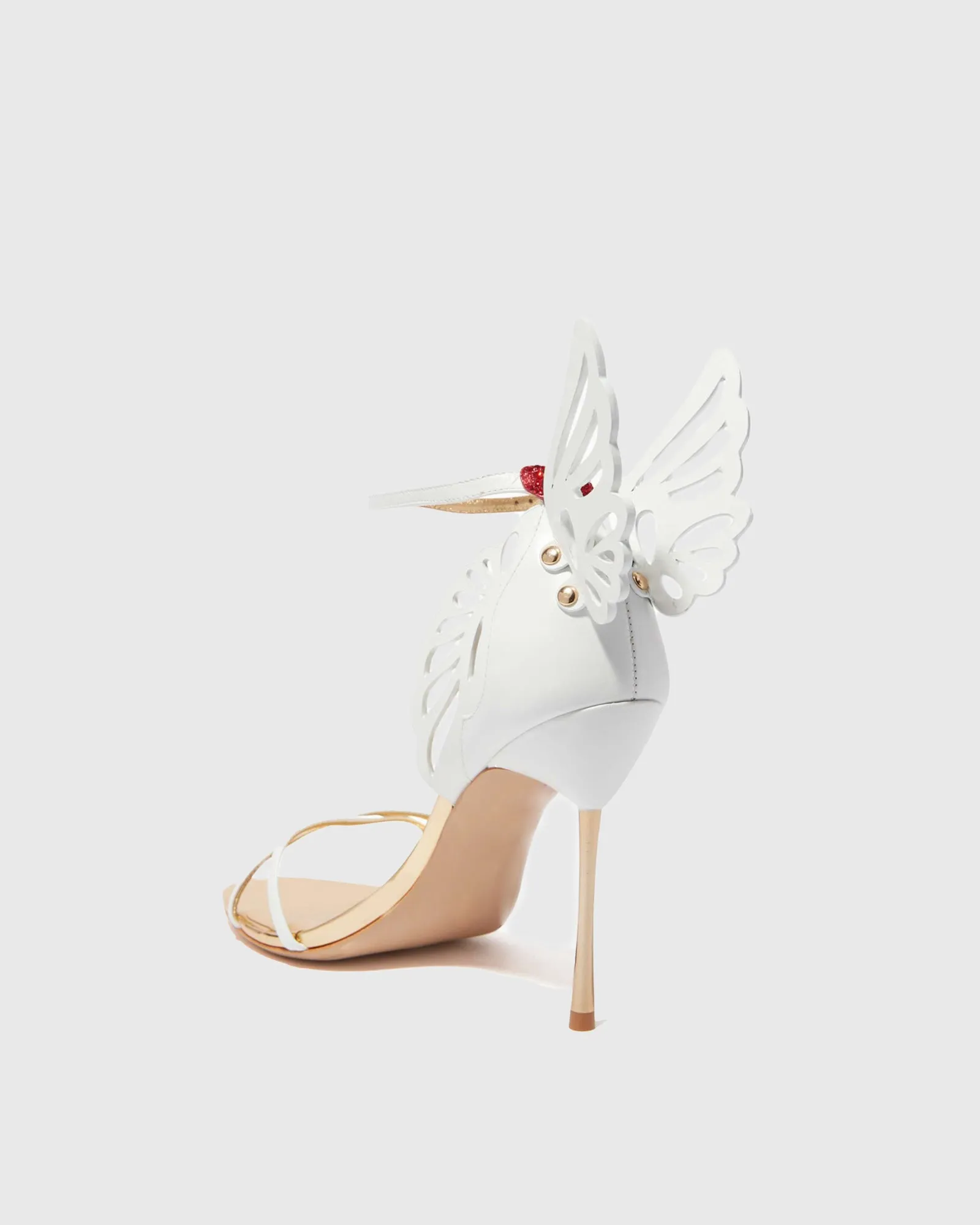 Catia Cutout Butterfly Wings Strap Sandals In White