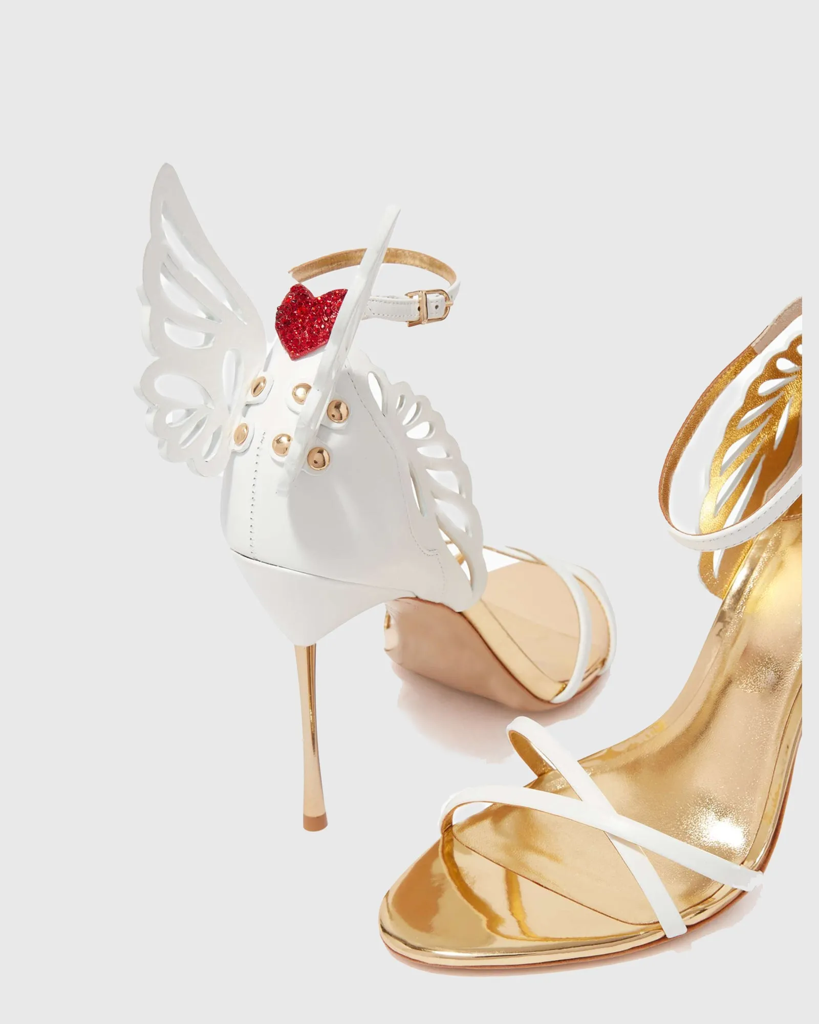 Catia Cutout Butterfly Wings Strap Sandals In White