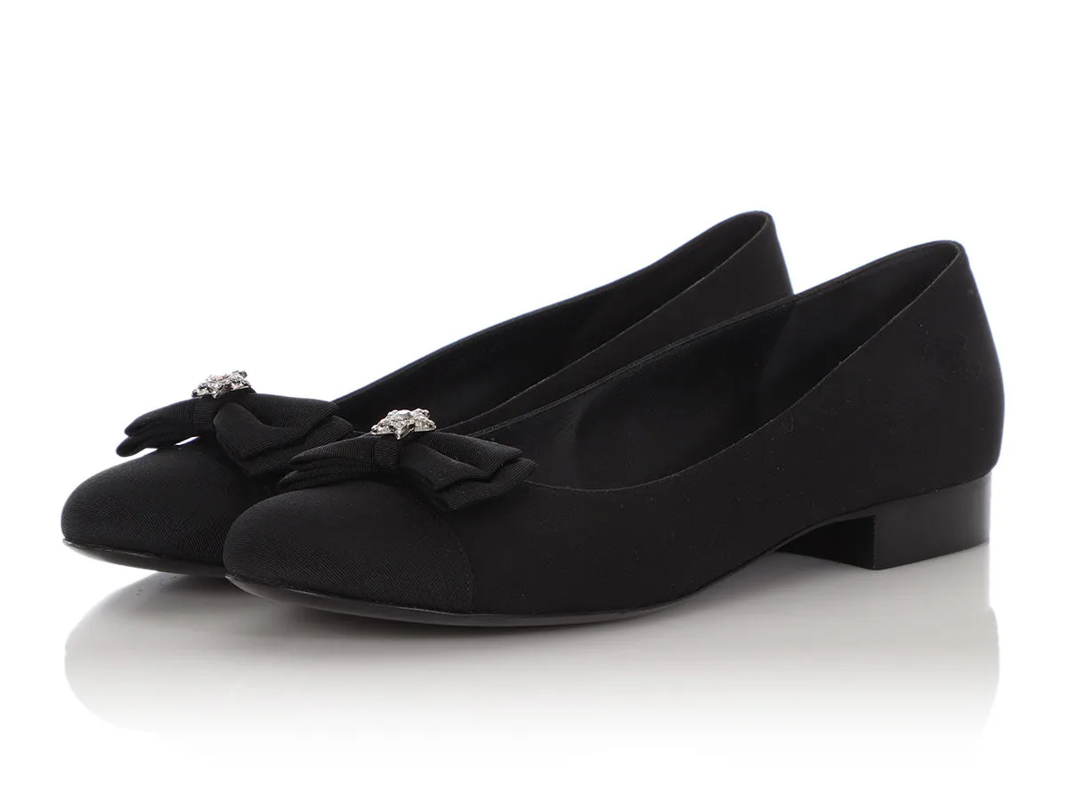 Chanel Black Crepe Flats