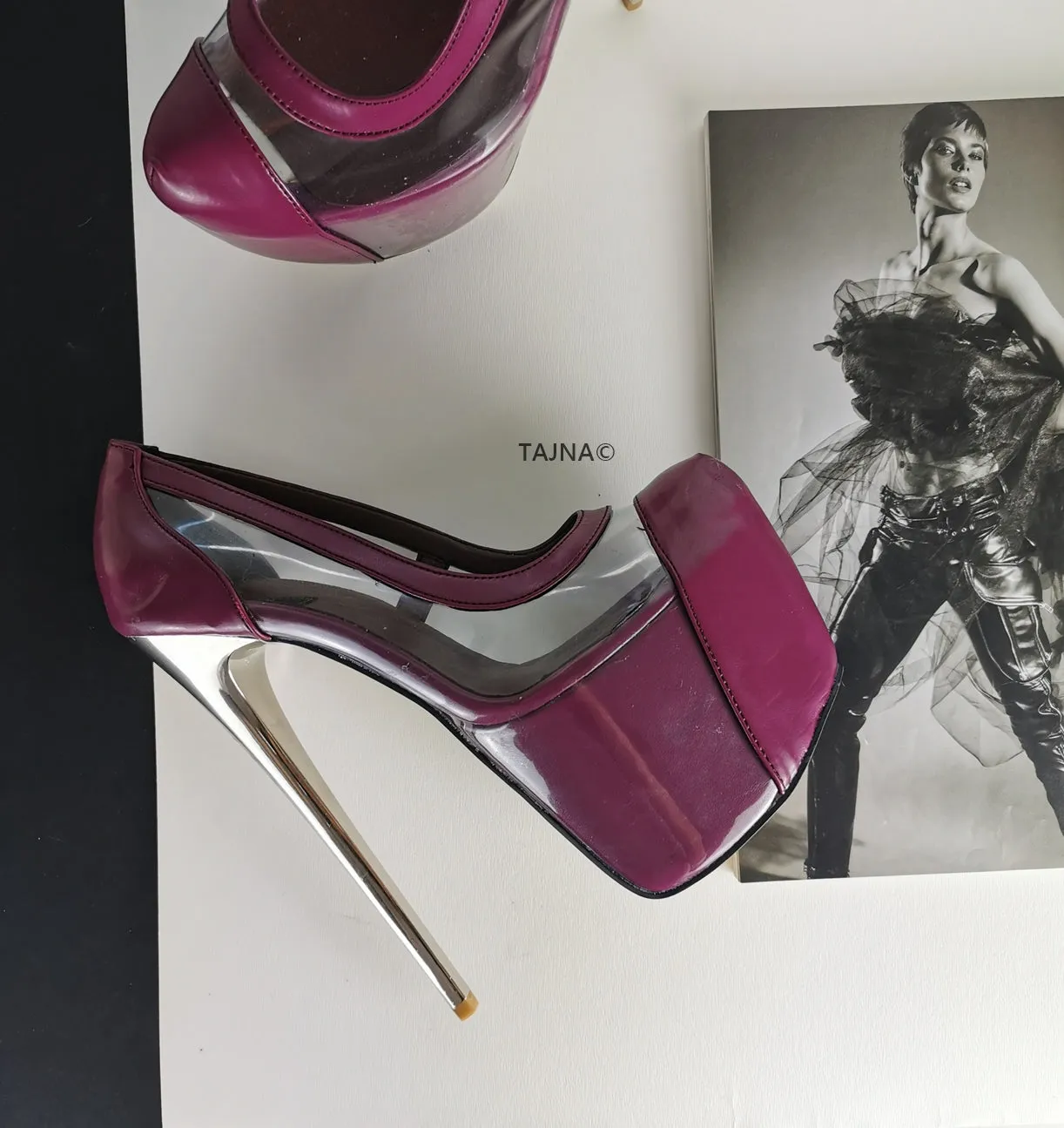 Damson Purple Transparent Platform Pumps