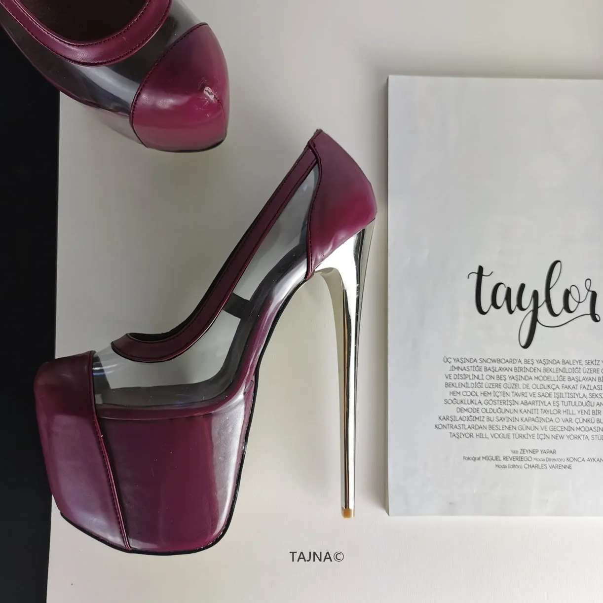 Damson Purple Transparent Platform Pumps