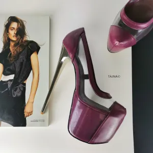 Damson Purple Transparent Platform Pumps