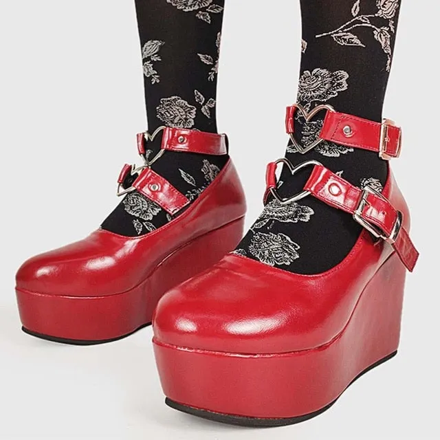 Doratasia Brand New Ladies Pink Sweet Cute women's Pumps Wedges High Heels Pumps Fashion Platform Lolita Gothic Shoes Woman