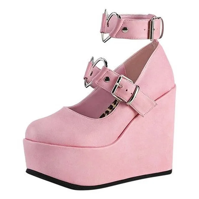 Doratasia Brand New Ladies Pink Sweet Cute women's Pumps Wedges High Heels Pumps Fashion Platform Lolita Gothic Shoes Woman