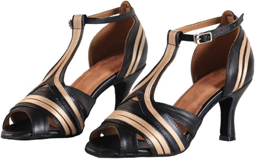 HIPPOSEUS Womens Latin Ballroom Dance Shoes Open Toe Salsa Bachata Social Dancing Performance Shoes,Model YCL020