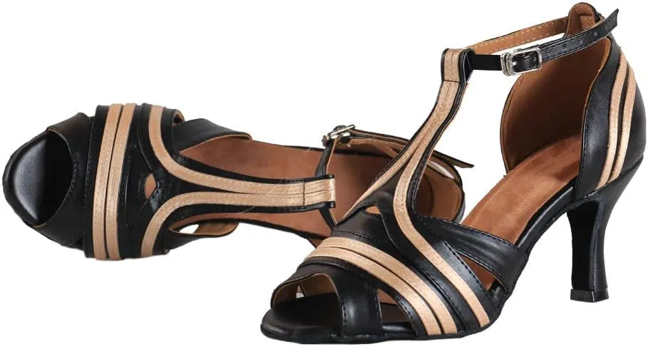 HIPPOSEUS Womens Latin Ballroom Dance Shoes Open Toe Salsa Bachata Social Dancing Performance Shoes,Model YCL020