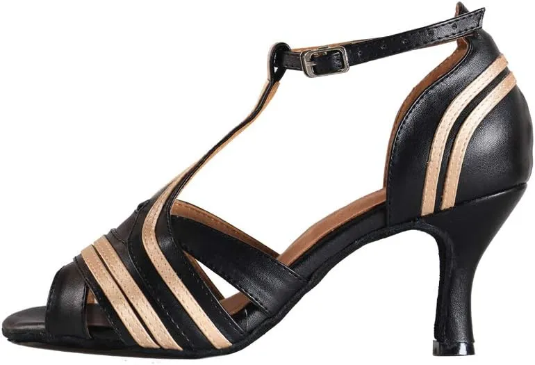 HIPPOSEUS Womens Latin Ballroom Dance Shoes Open Toe Salsa Bachata Social Dancing Performance Shoes,Model YCL020