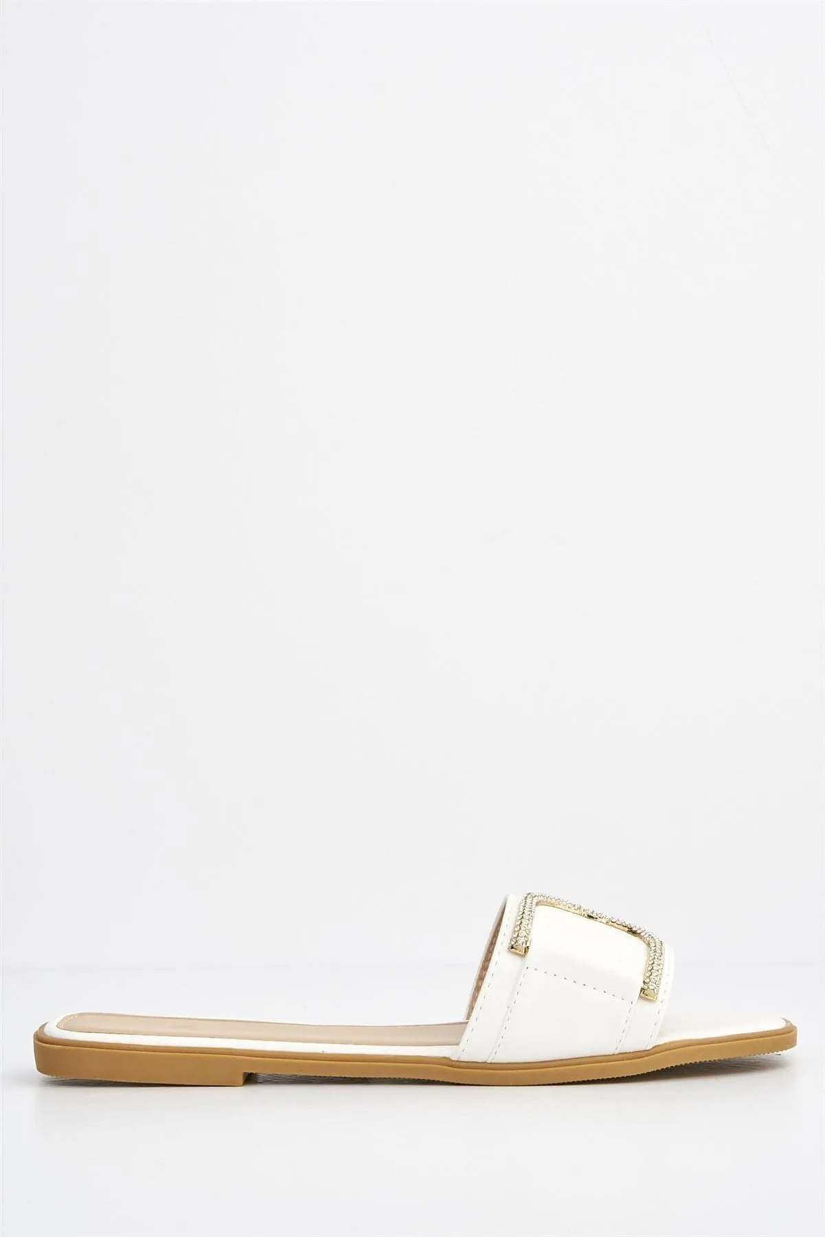 Kalia Diamante D Link Flat Sandal in White