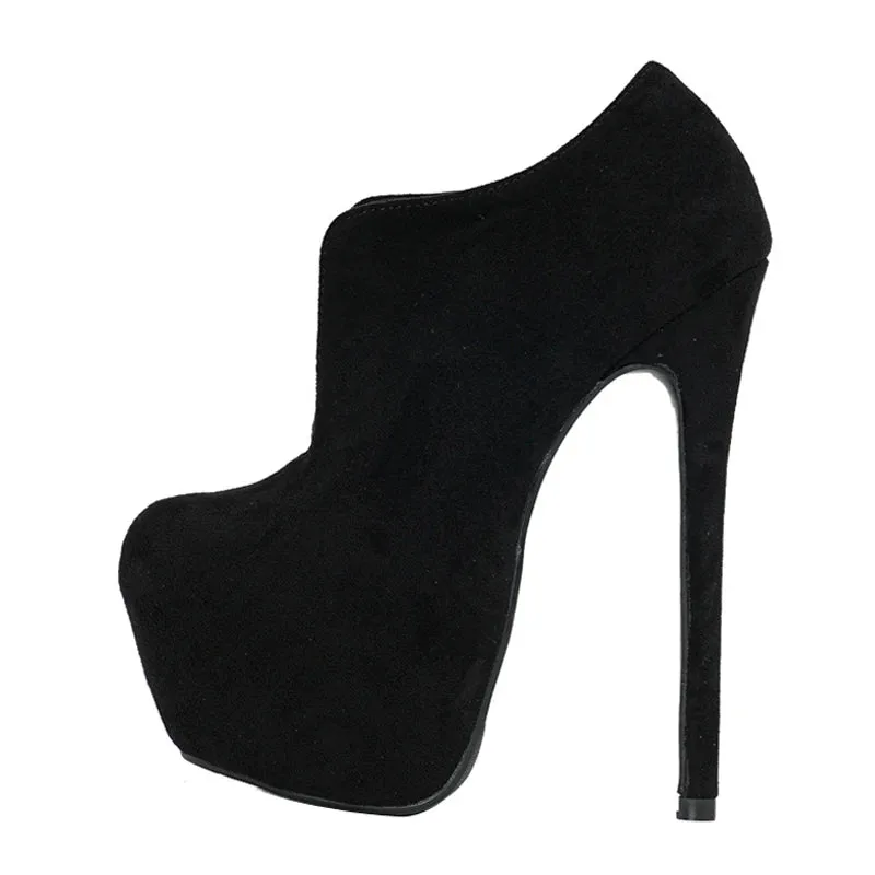 Liyke Big Size 44 45 Women Extreme Thin High Heel Dance Shoes Solid Black Round Toe Slip On Platform Pumps