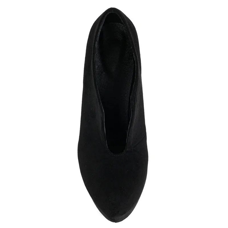 Liyke Big Size 44 45 Women Extreme Thin High Heel Dance Shoes Solid Black Round Toe Slip On Platform Pumps