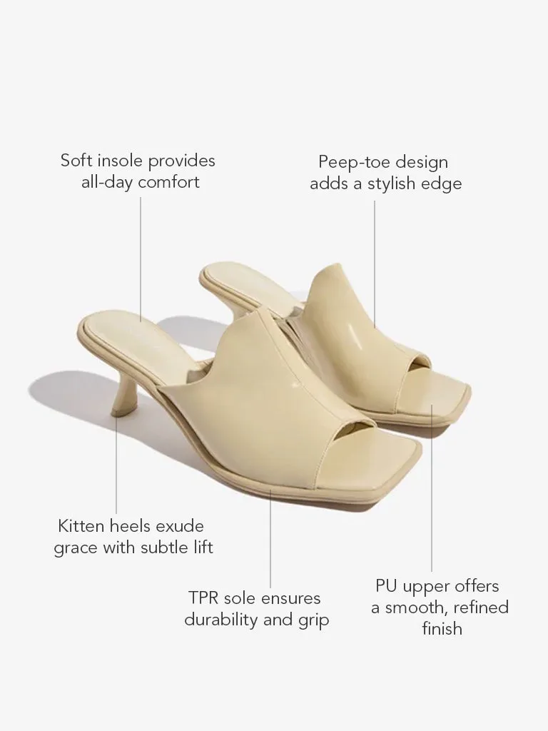 LUNA BLU Beige Kitten-Heel Sandals