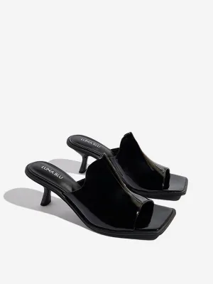 LUNA BLU Black Kitten-Heel Sandals