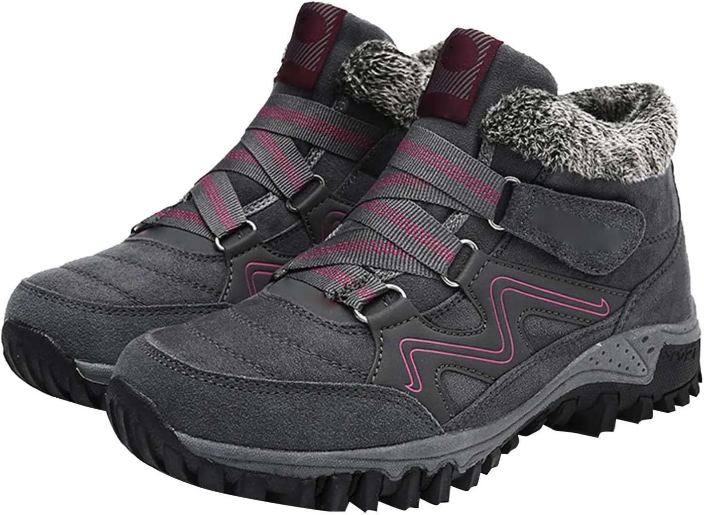 Men's Work Boots Wide Width Hiking Sneakers Shoes with Fur Lined Women's Workout Shoes Comfortable Winter Backpacking Snow Botas Warm Water Hike Grounded Footwear