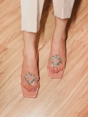 Mia Crystal Sliders Blush
