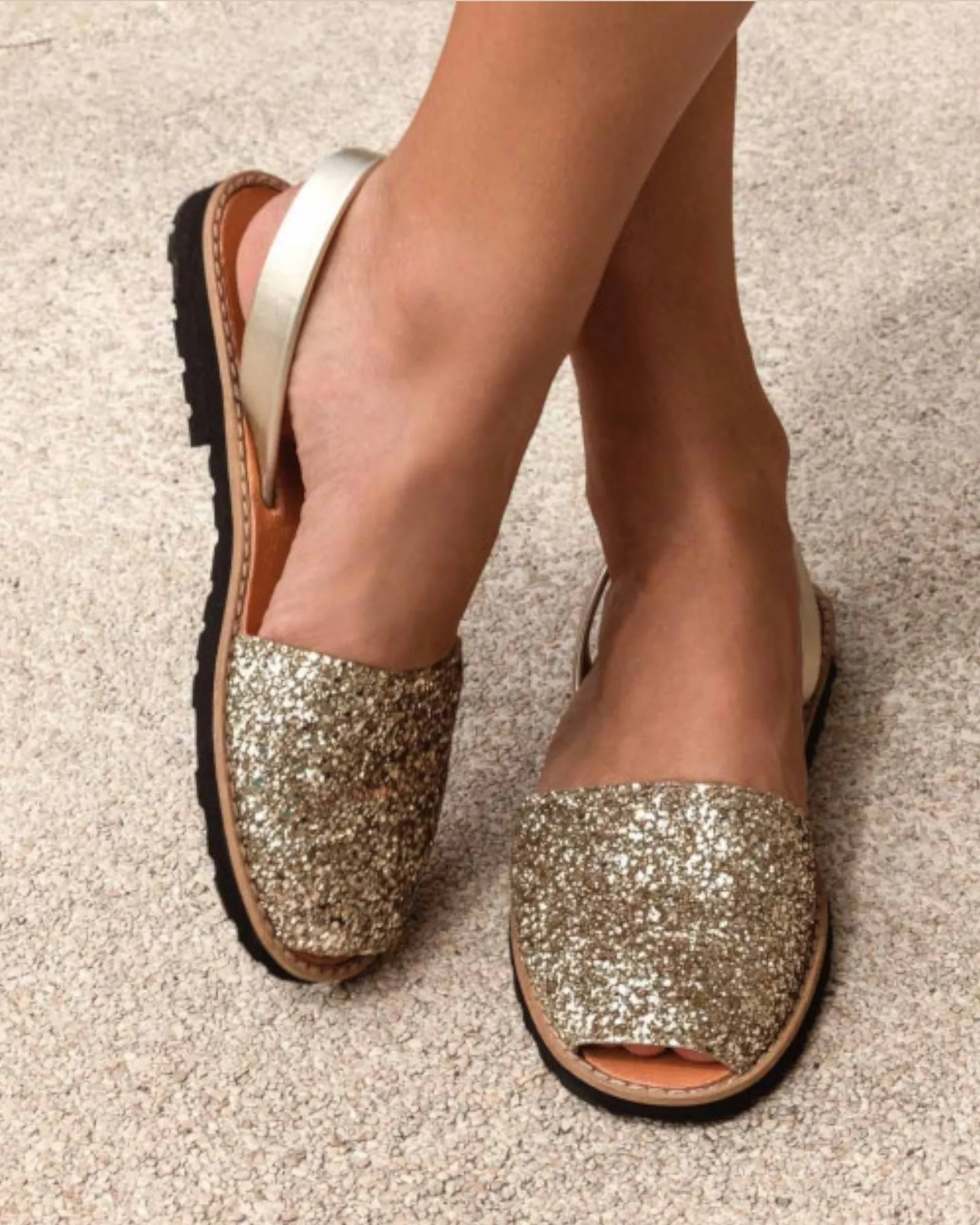 Minorquines Avarca Sandales | Glitter Gold