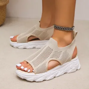 Peep Toe Cutout Mesh Sandals