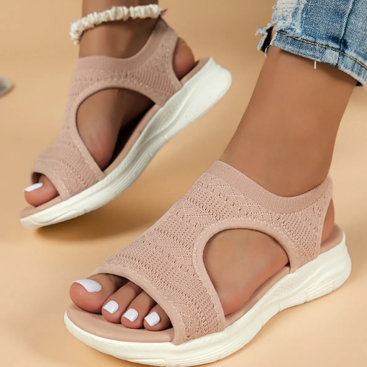 Peep Toe Solid Color Sandals (multiple color options)