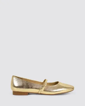 REY BALLET FLATS GOLD METALLIC LEATHER