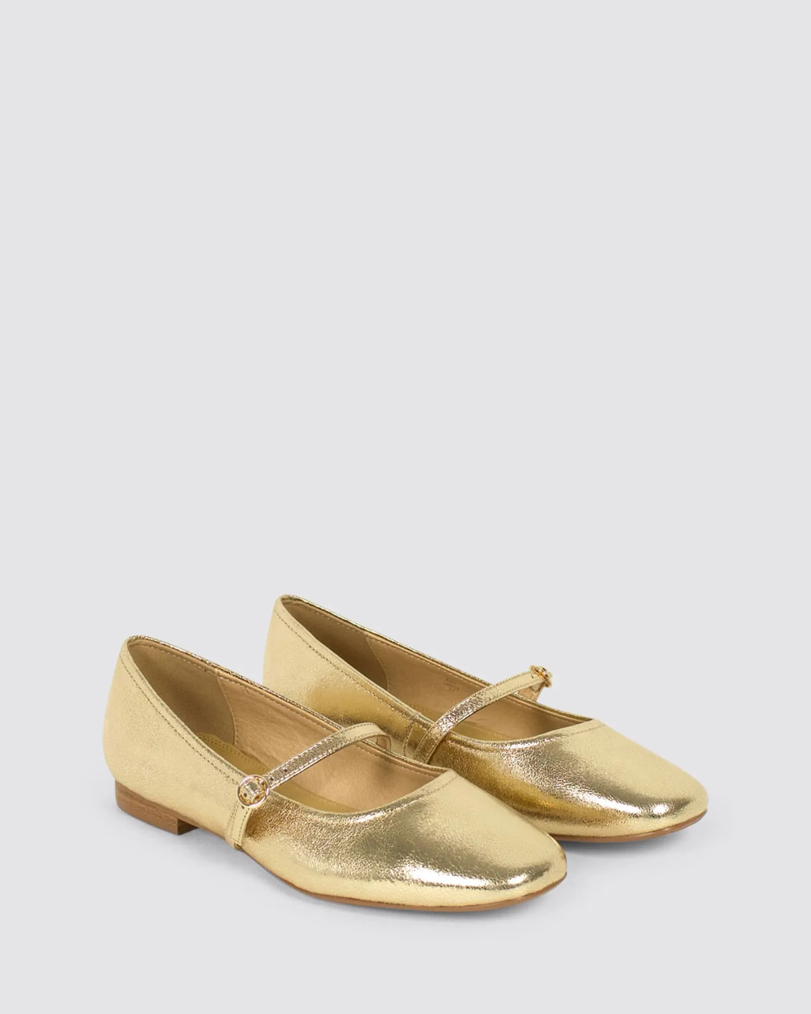 REY BALLET FLATS GOLD METALLIC LEATHER