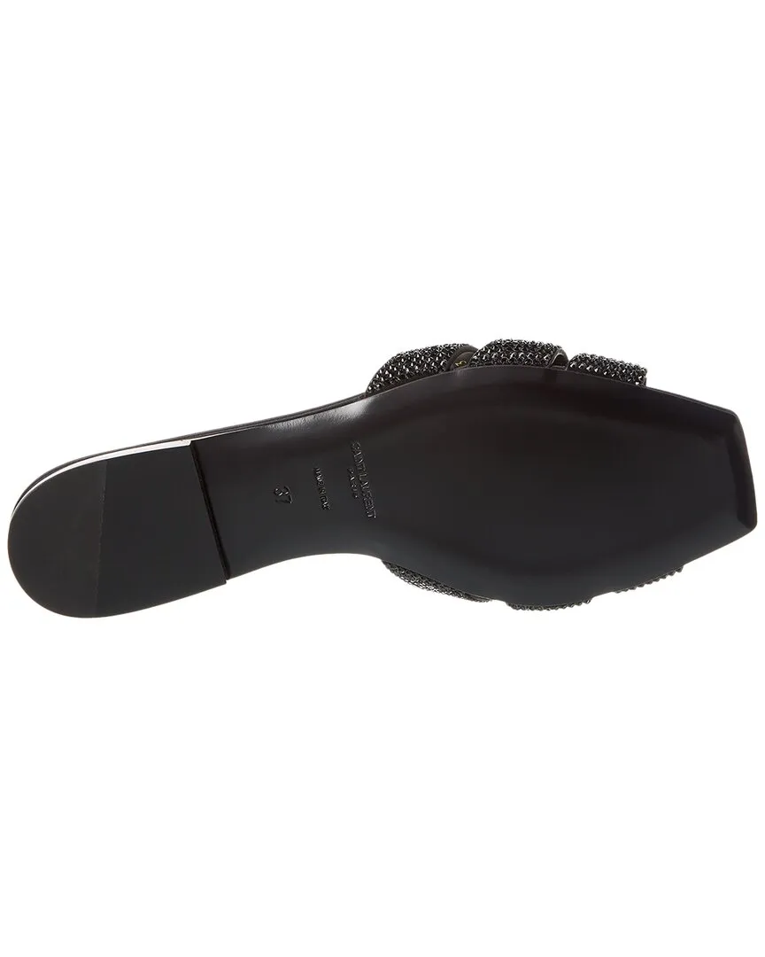 Saint Laurent Tribute Rhinestone Suede Sandal