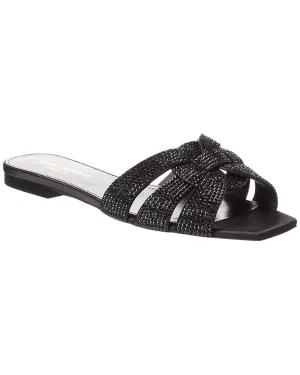 Saint Laurent Tribute Rhinestone Suede Sandal