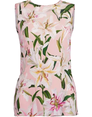 Sleeveless Lily Print Top