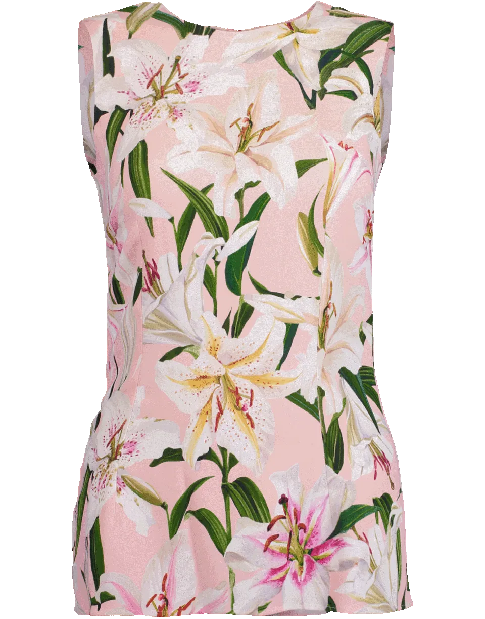 Sleeveless Lily Print Top
