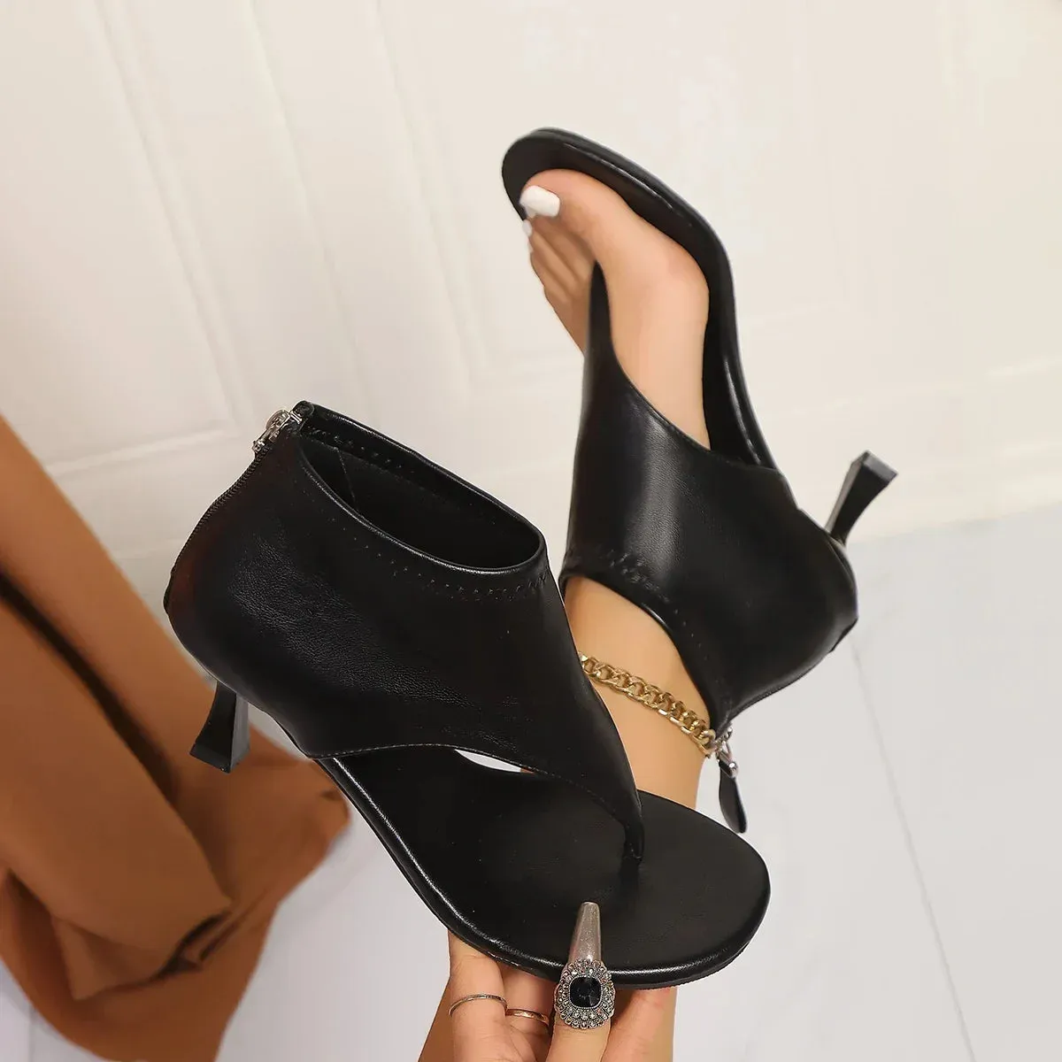 Solid High Heel Sandals