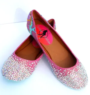 Swallow and Heart Crystal Ballet Flats