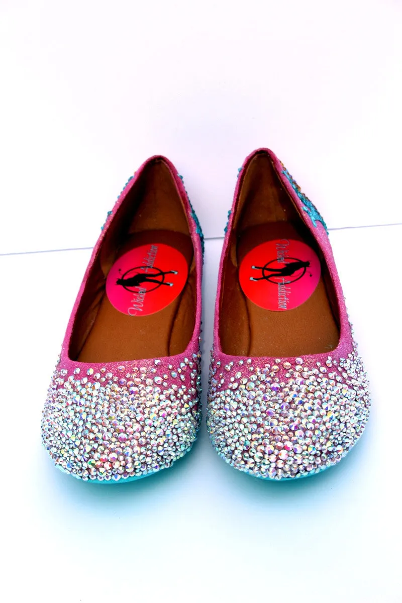 Swallow and Heart Crystal Ballet Flats