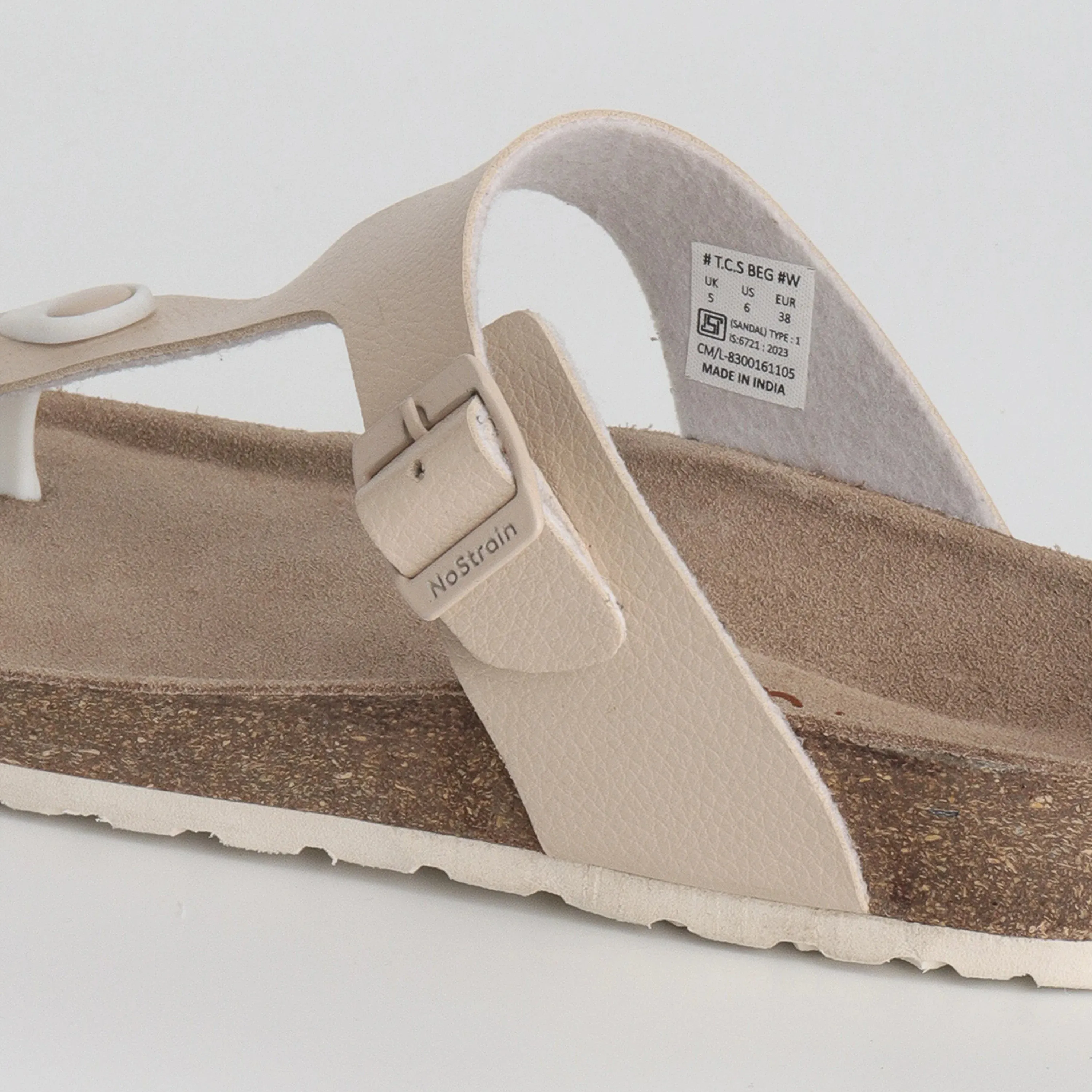 Thong Cork Ladies Leather Sandals 2.O – Beige