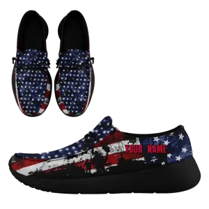 Unique Gift,Personalized  America Flag Sneakers, Custom Patriotic Loafer Shoes,  Canvas Slip On Shoes,
FN018-24020303-7b