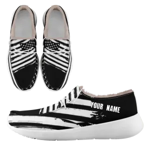 Unique Gift,Personalized USA Flag Sneakers, Custom Stars and Stripes Loafer Shoes, Fur Lining Shoe, Pride in Comfort,FN042-24020304-3w