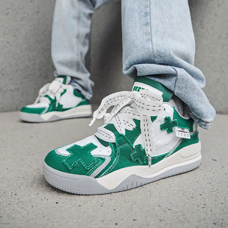 Urban Street Denim Paneled Casual Sneakers
