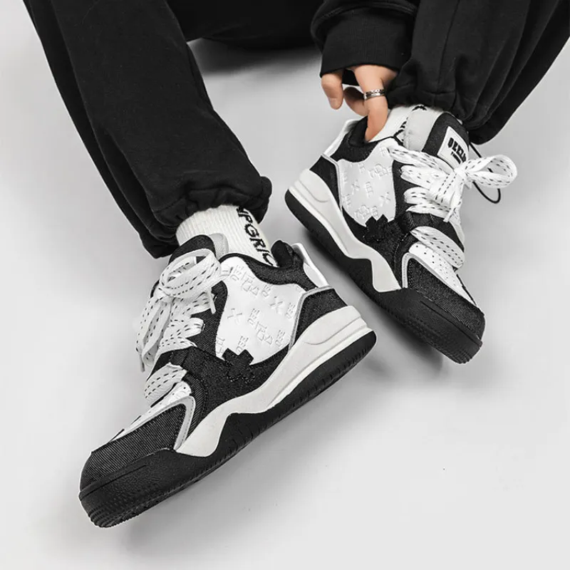 Urban Street Denim Paneled Casual Sneakers