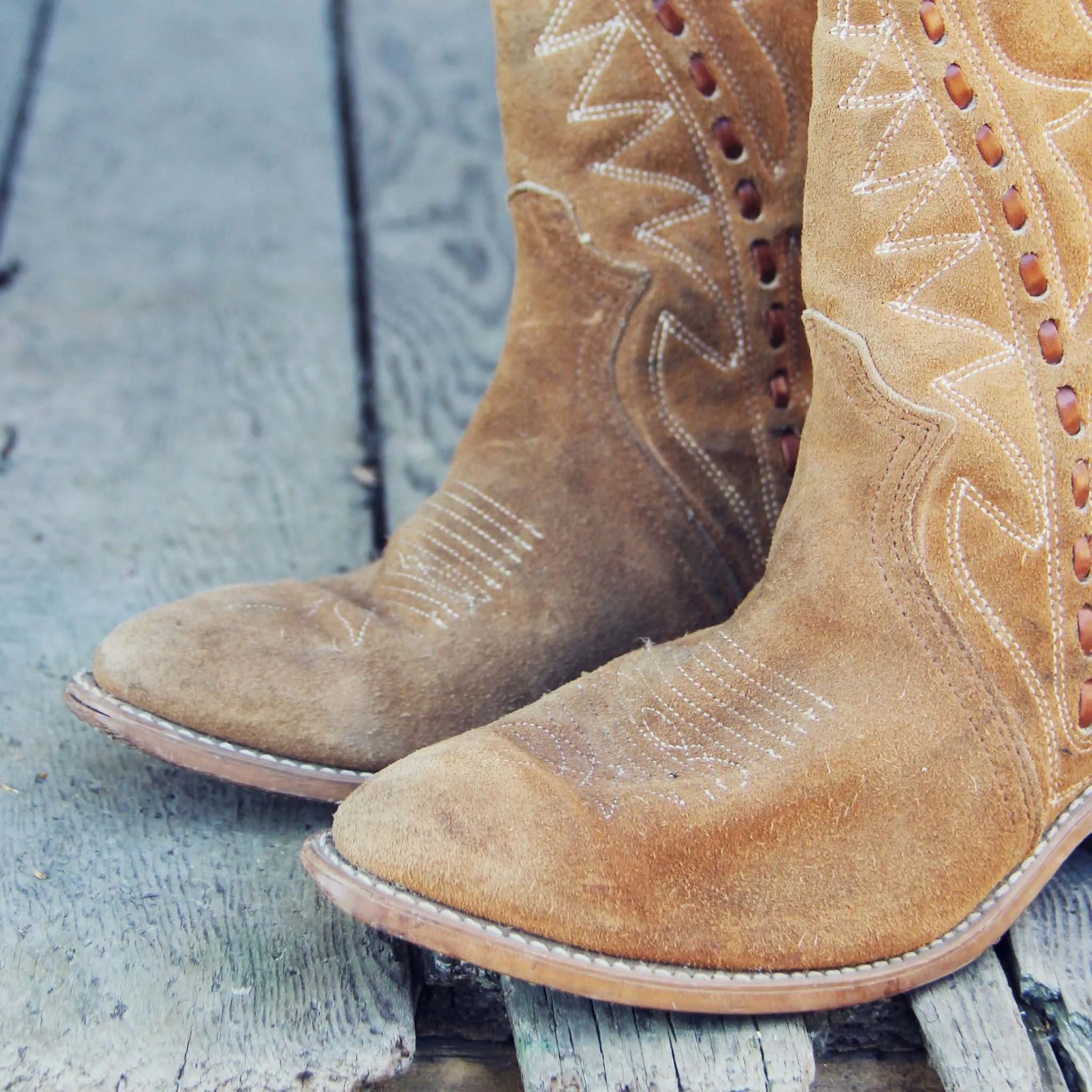 Vintage Suede Stitch Boots